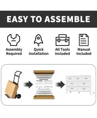 7 Drawer Dresser for Bedroom - Modern Metal Storage Chest with Smooth-Glide Drawers and Adjustable Leveling Feet for Hallway, Living Room