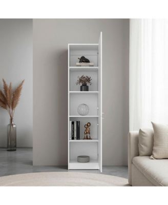 71" Tall Bookcase with 2 Doors and 5 Interior Shelves