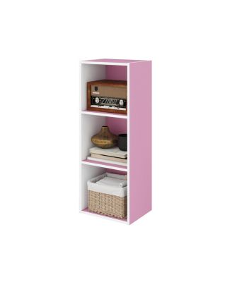 3 Cube Decorative Bookshelf Open Bookcase Toy Storage Organizer Horizontal Vertical, Pink