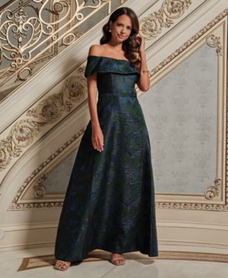 Women's Jacquard Off-The-Shoulder Ball Gown