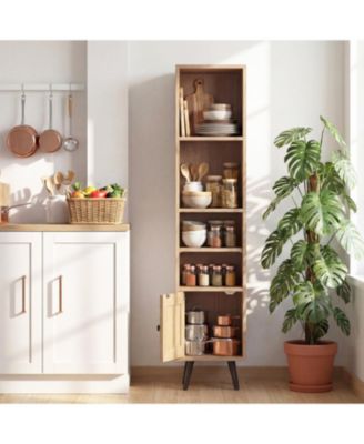 6-Tier Tall Narrow Bookcase 54 Inches Slim Storage