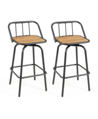 Set of 2 Swivel Bar Stools with Backrest and Footrest
