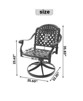 Patio Cast Aluminum Swivel Dining Chairs with Random Color Cushions, Set of 2