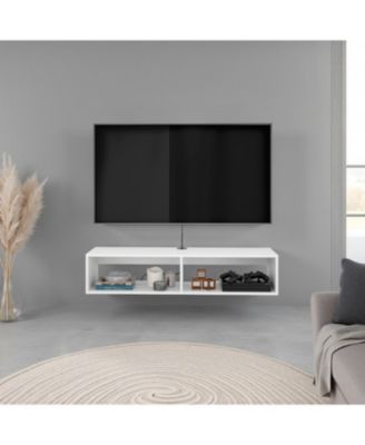 Klein FloatingTV Stand, Space-Saver Design with Functional Shelves, White