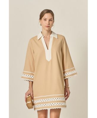 Women's Color Block Shirt Mini Dress