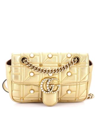 Mini Pearly GG Marmont Flap Bag Embellished Matelasse Leather