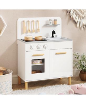 Kids Kitchen Playset with Cooking Accessories and Storage