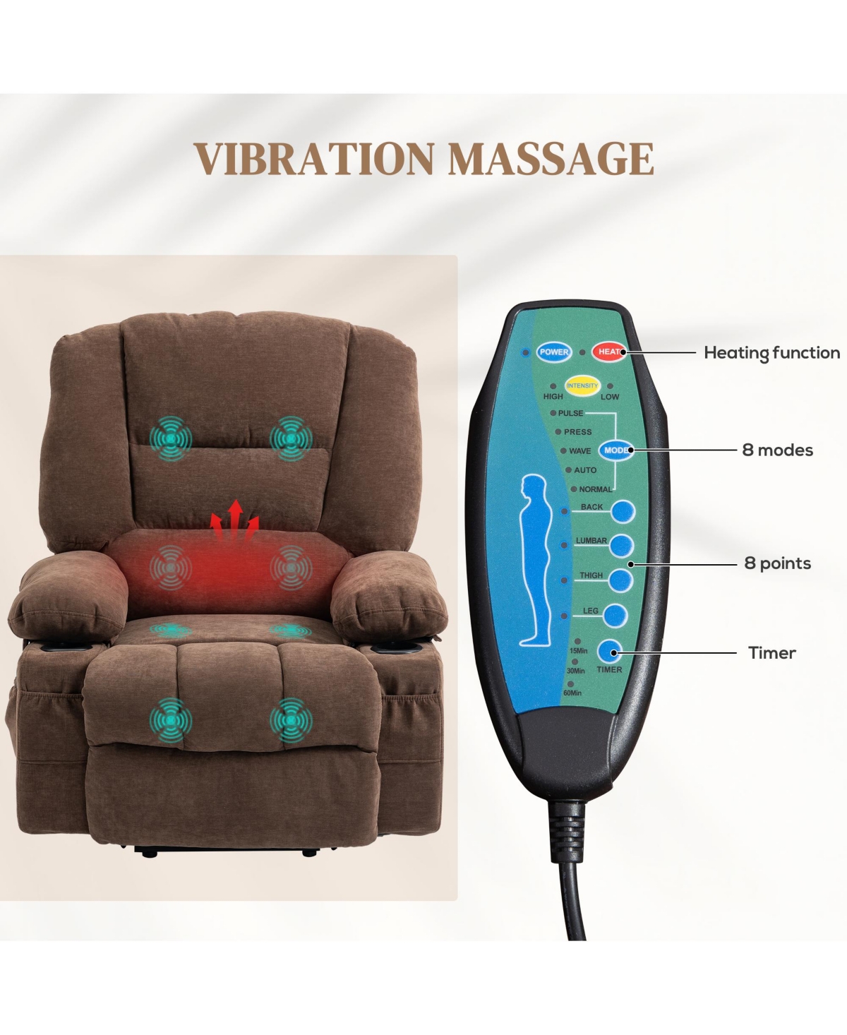 Boyel Living Power Lift Recliner Chair with Vibration Massage and Heat