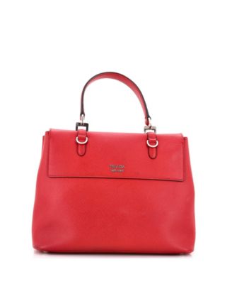 Medium Half Flap Double Turn Lock Satchel Saffiano Leather