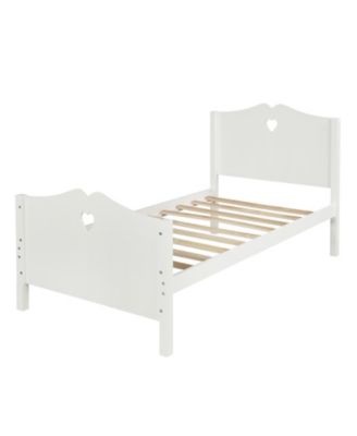 Twin Size Platform Bed Frame with Wood Slat Support Headboard Footboard and Classic Design