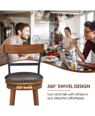 Set of 2 Swivel Counter Height Bar Stools