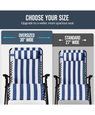 Set of 2 Extra Wide Zero Gravity Lounge Chair Recliners w/ Cup Holder