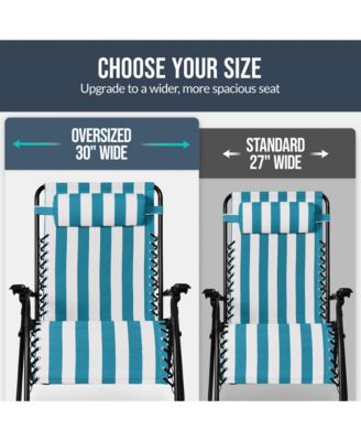 Set of 2 Extra Wide Zero Gravity Lounge Chair Recliners w/ Cup Holder