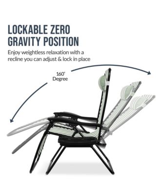 Set of 2 Extra Wide Zero Gravity Lounge Chair Recliners w/ Cup Holder