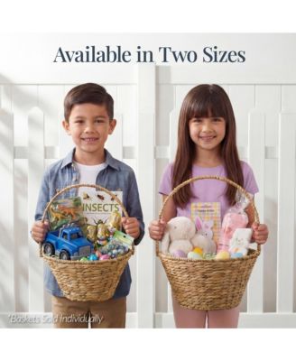 Easter Basket, Small Woven Easter Basket for Kids w/ Collapsible Handle, Tapered Shape