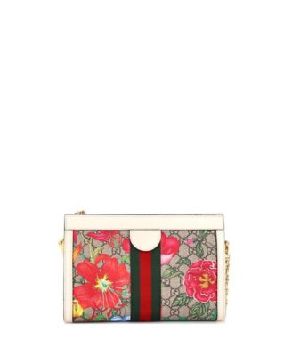 Small Ophidia Chain Shoulder Bag Flora GG Coated Canvas