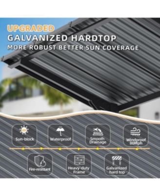 16'x10' Lean to Hardtop Metal Carport Gazebo, 10x16 Outdoor Freestanding Pergola Gazebo