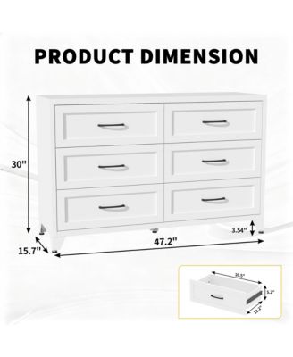 6 Drawer Dresser for Bedroom - Modern Metal Storage Chest with Smooth-Glide Drawers and Adjustable Leveling Feet for Hallway, Entryway