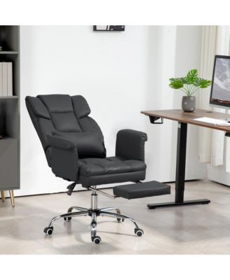 Executive Office Chair PU Leather Ergonomic Desk Chair Reclining Footrest Lumbar Support