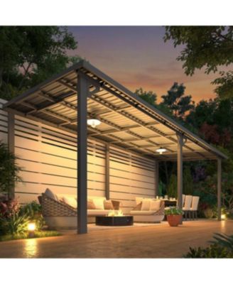 20' x 8' Hardtop Gazebo Outdoor Pergola Lean to Metal Pergolas