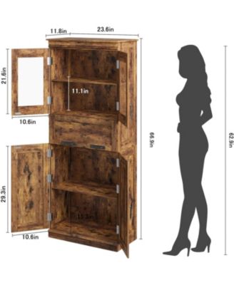 Tall Bathroom Cabinet, Storage Cabinet with Door and Drawer, Adjustable Shelf, Storage Freestanding for Laundry Room, Kitchen