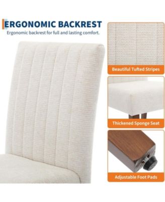 Parsons Button Tufted Dining Chairs Set of 2,Upholstered Fabric Kitchen Chairs with Wood Legs and Padded Seats,Living Room Kitchen