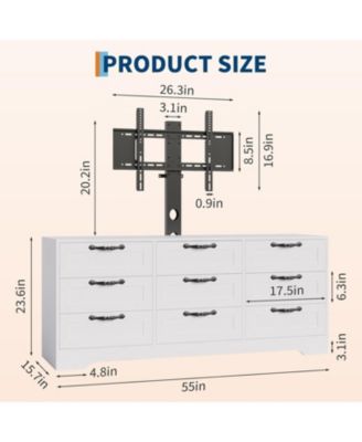 9 Drawer Dresser TV Stand with Mount for 32-85 in TVs, Modern Entertainment Center with Drawers, Media Console Table for Bedroom Living