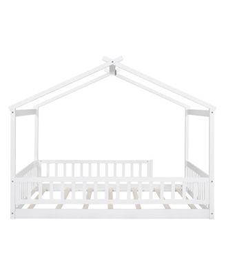 Full Size Wood House Bed Fence