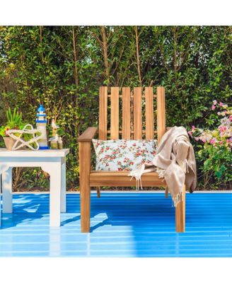 Set of 2 Outdoor Wooden Adirondack Chair Patio Lounge Chair w/ Armrest