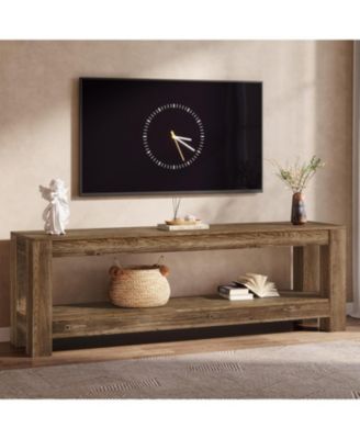 70.9-Inch Solid Wood TV Stand, Farmhouse TV Console for 65/70/80/85-Inch TVs, Entertainment Center