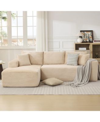  Sectional Couches for Living Room, L-Shaped Plush Corduroy Fabric Upholstered Modular Sectional Couches