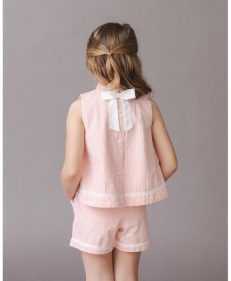 Big Girls Organic Ruffle Neck Seersucker Top