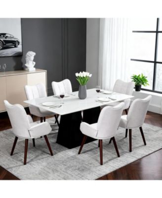 Modern Upholstered Chairs for Dining Table,Mid Century Faux Leathern Kitchen Chairs with Metal Legs,Farmhouse High Back Dinning Chair