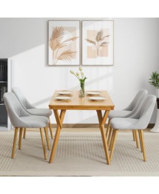 Dining Chairs Set of 6, Upholstered Fabric Chairs with Curved Back