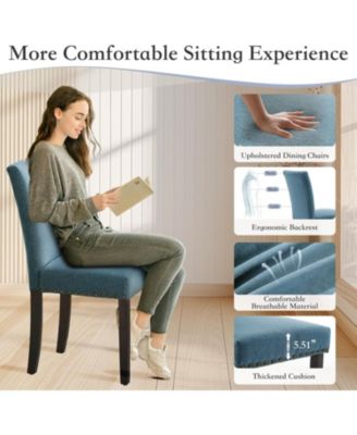 Parsons Dining Chairs Set of 2, Upholstered Fabric Chairs with Nailhead Trim