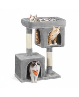 Cat Tree Tower with Large Perch 2 Caves Scratching Posts Sturdy Stable