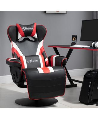 Gaming Chair with Lumbar Support, Footrest, and Cup Holder