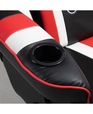 Gaming Chair with Lumbar Support, Footrest, and Cup Holder