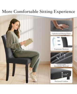 Parsons Dining Chairs Set of 2, Upholstered Fabric Chairs with Nailhead Trim