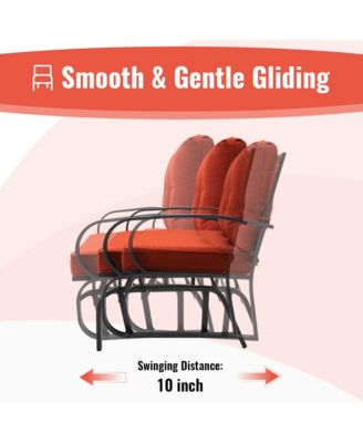 2-Person Outdoor Patio Glider Bench Swing Seat Bench w/ Seat and Back Cushions Brick