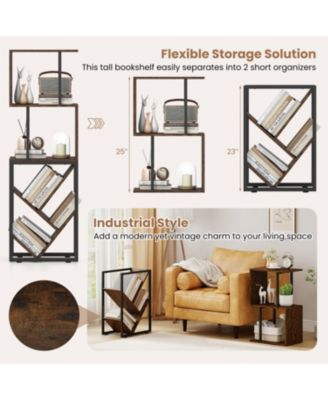 6 Tier Geometric Tree Bookshelf S Shape Open Shelf Bookcase