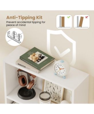 42 Inch 3 Tier Book Shelf with Anti Tip Kit Storage Organizer