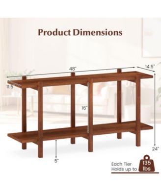 2 Tier Wood Display Bookcase Low Horizontal Shelf