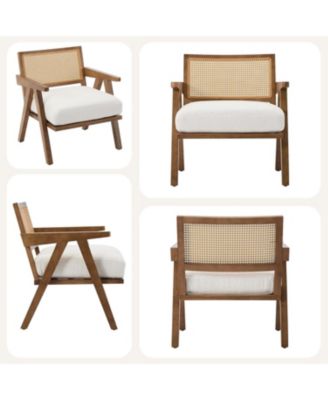 Mid-Century Farmhouse Accent Chair with Rattan