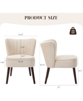 Modern Velvet Accent Chair Set of 2 with Wood Legs