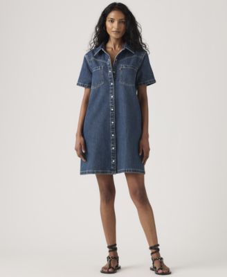 Women's Louisa Short-Sleeve Collared Cotton Denim Dress