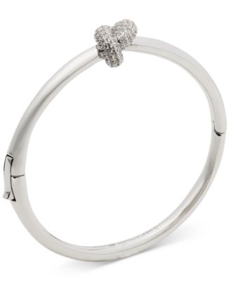 Silver Plated Pave Hinge Bangle Bracelet