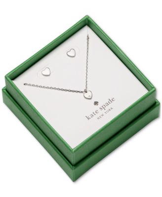 kate spade new york Gold Plated Mini Heart Pendant and Earrings Set - Silver 68$