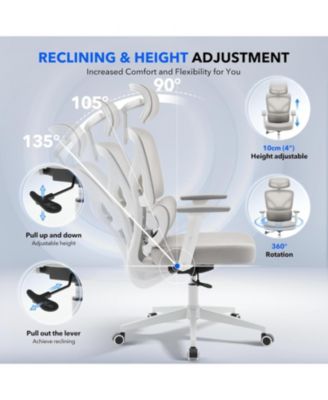 Ergonomic Office Chair with Adjustable Lumbar Support, High-Back Desk Chair with Headrest