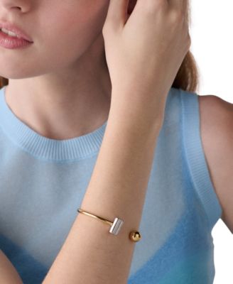 Two-Tone Plated Geo Pop Flex Cuff Bracelet